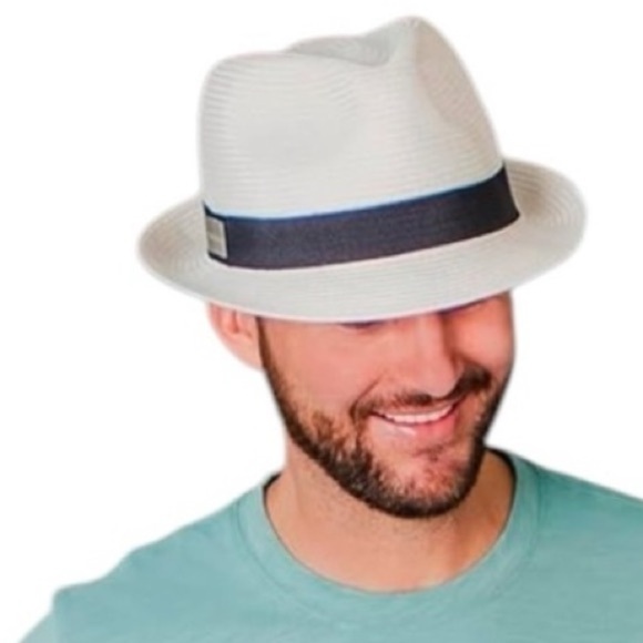 CARKELLA Del Mar Fairway Fedora with Black Band Chic Ivory M/L Adjustable NWOT - Picture 3 of 10